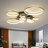 living room bedroom modern minimalist circular design ceiling lamp black gold coffee paint nordic ring starry restaurant lamps