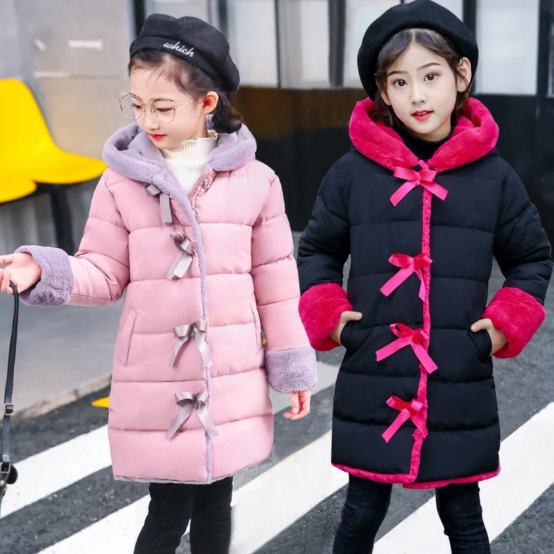 Новинка Детское платье с бантом бархатным подкладом теплая куртка пуховик