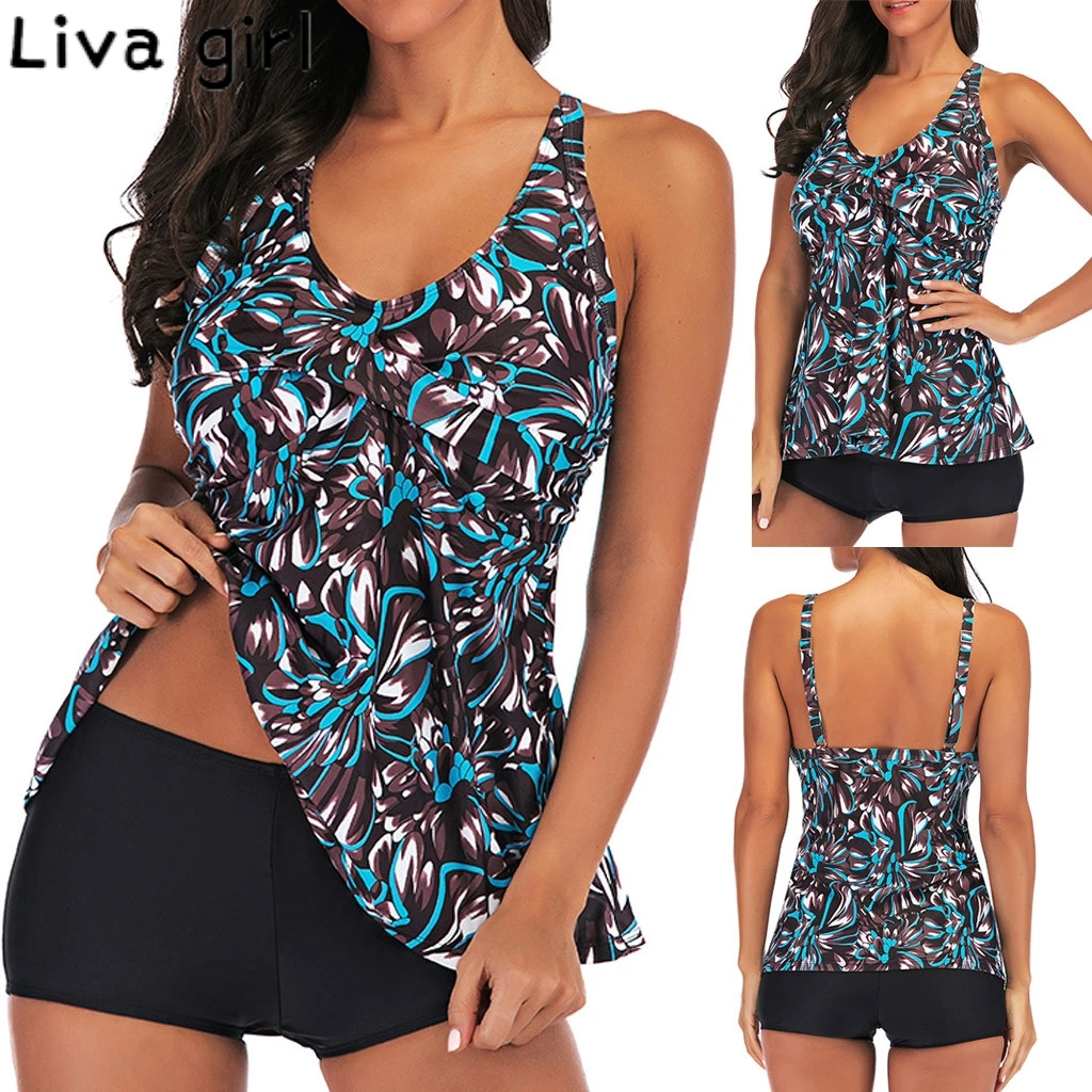 Женский купальник бикини Liva размера плюс с пуш ап и подкладкой купальный костюм