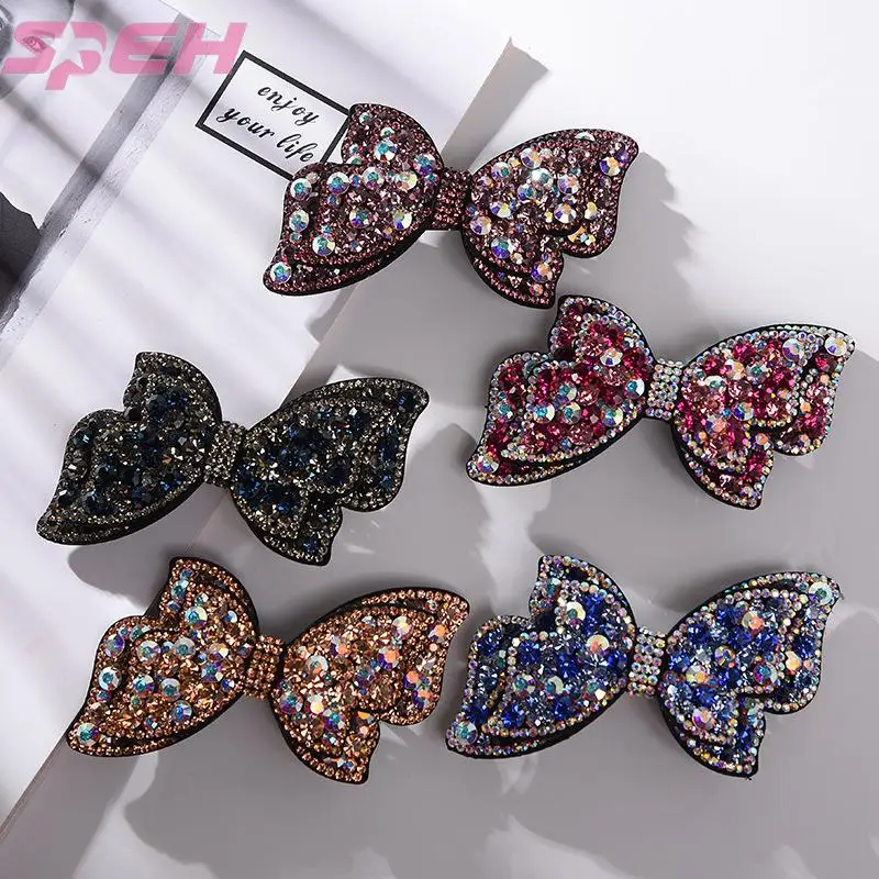 

hot selling new women's horsetail clip foreign trade diamond inlaid butterfly clip hairpin spring hairpin headdress