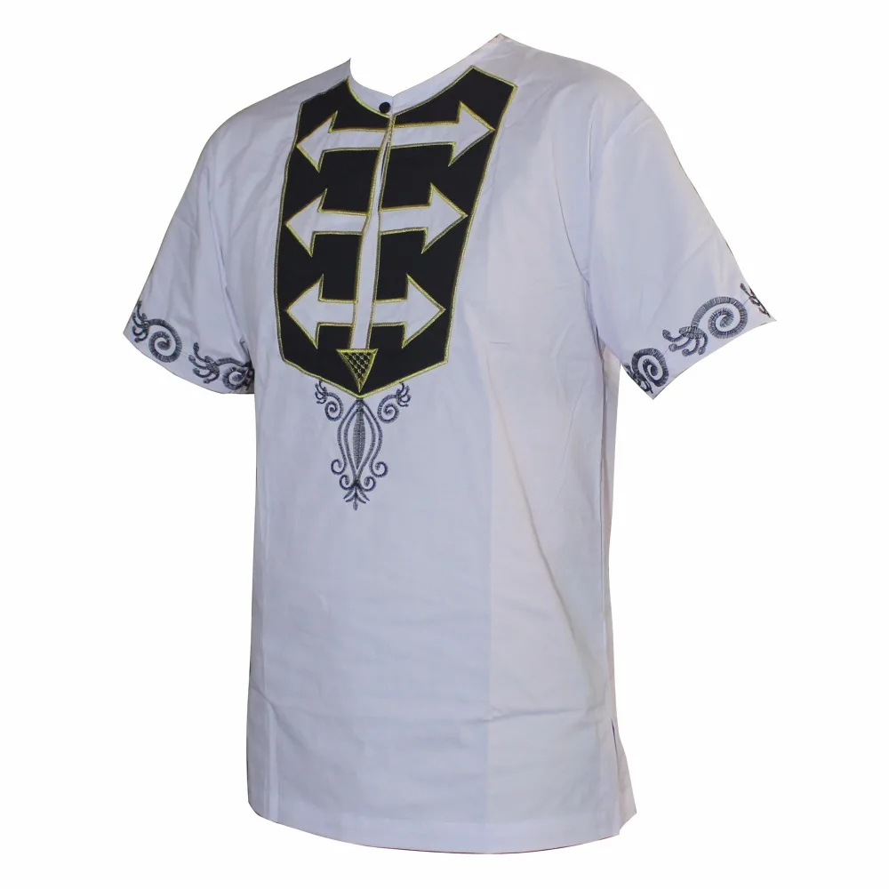 Рубашка мужская африканская стрела узор вышитый Тонкий Топ dashiki для мужчин