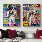 Современная Картина на холсте, портрет граффити год, постеры и принты космонавта, Настенная картина для гостиной, декор Куадрос