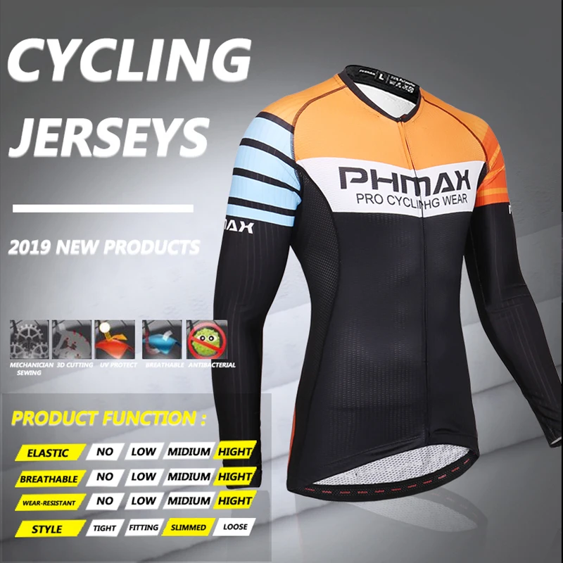 PHMAX мужские с длинным рукавом велосипедные Джерси осень MTB Одежда для езды на