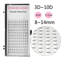 skonhed 12 lines 3d10d russian premade volume fans eyelashes extension c curl 007 thickness heat bonded eyelashes handmade