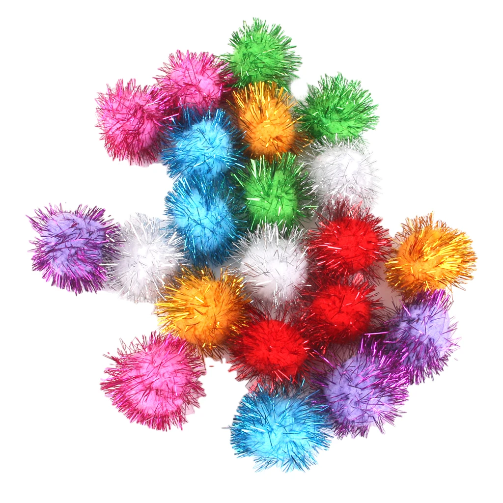 

21pcs Tinsel Pompom Ball for Kids Cat Dog Toys DIY Decoration 3.5cm