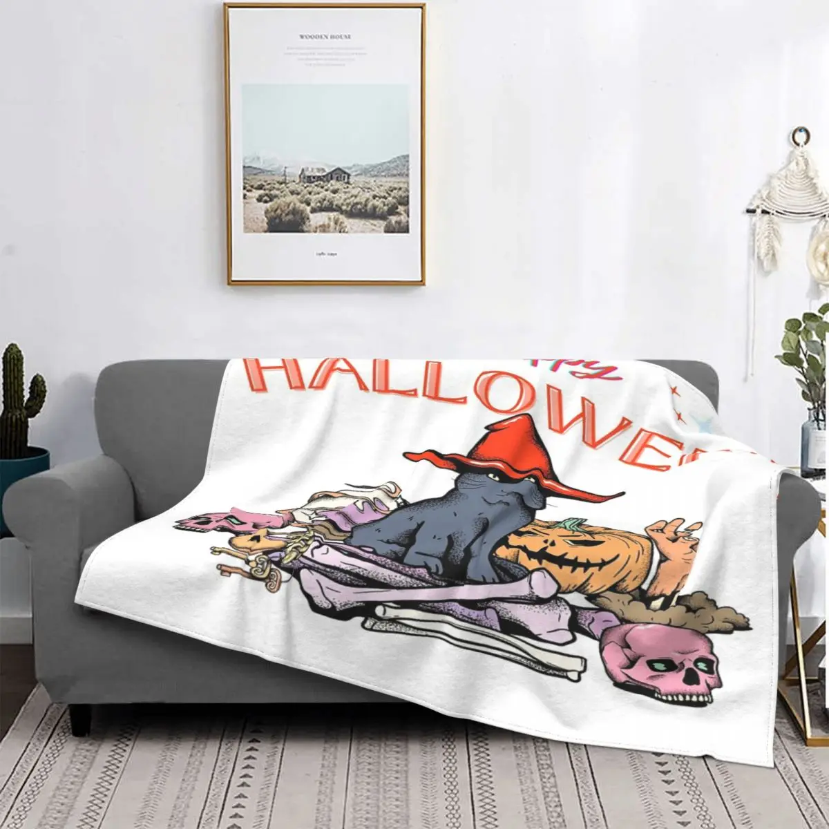 

Manta con estampado de feliz Halloween, cubrecama de 3 piezas, toalla de lino a cuadros, toalla de playa de lana, toalla de play