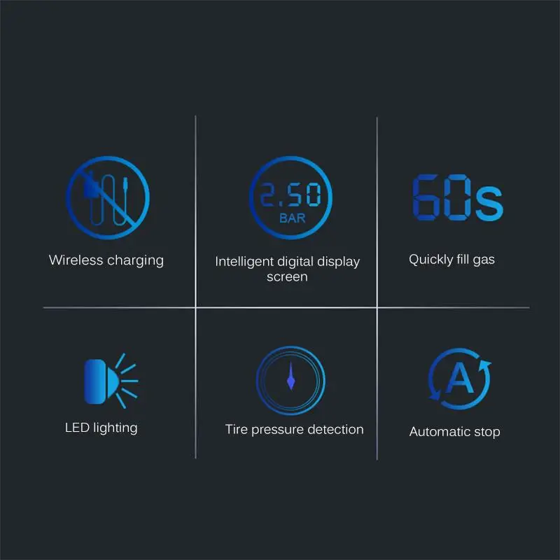 

Portable 12V Car Tire Pumper Digital Screen Led Light Rechargeable Automatic Electric Car Tyre Inflator Air Compessor Pump