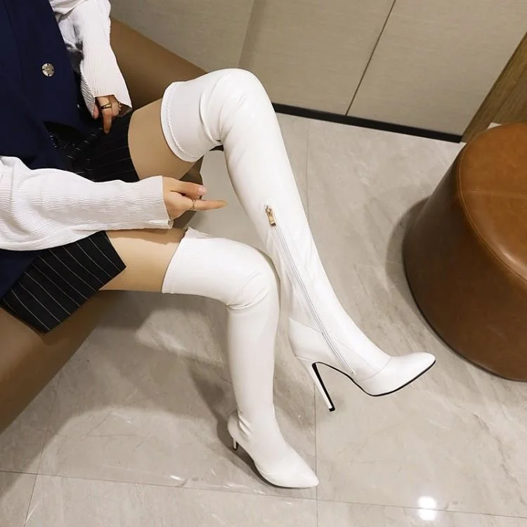 Women Pole Dance Shoes Woman Dancing Boots Over Knee Boots Women's Net Red Bright Leather Sexy Thigh Pole Dancing Thin Heels