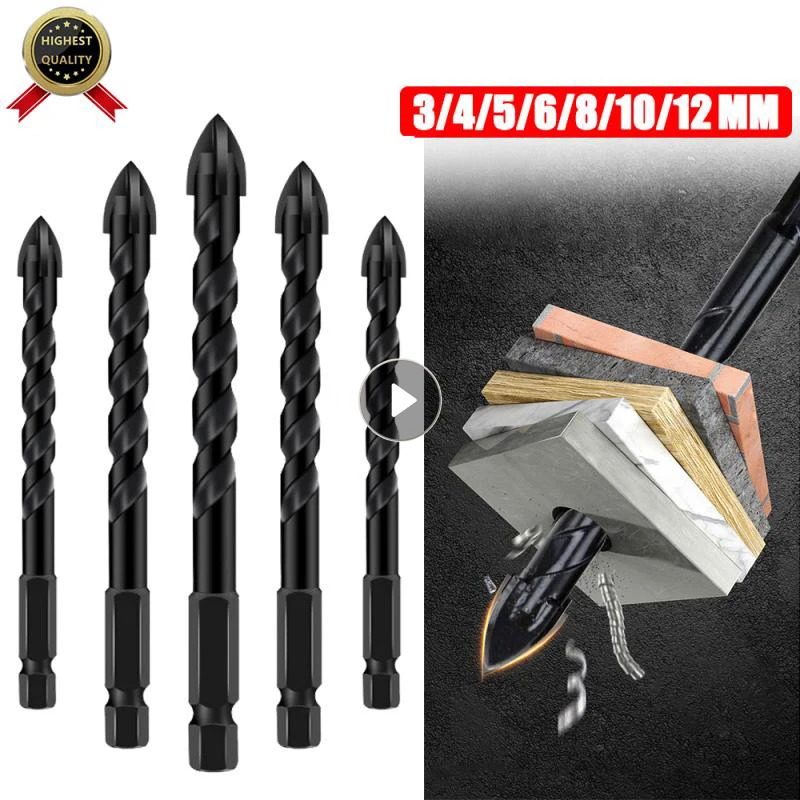 

4/5/7pcs Cross Hex Tile Drill Bits Set 3-12mm Drilling Tool For Glass Ceramic Concrete Hole Opener Hard Alloy Triangle Bit Kit