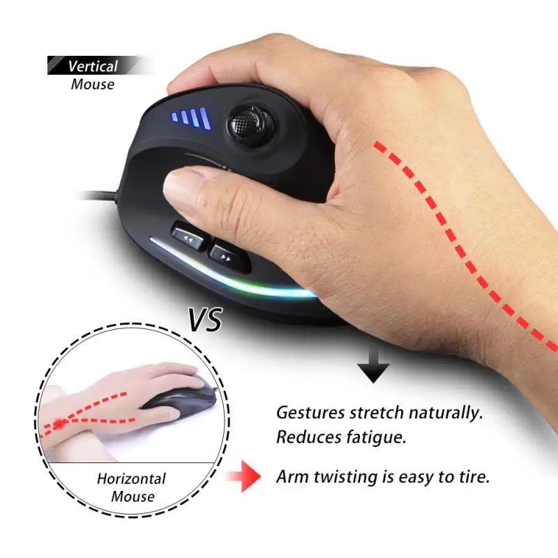 

USB Remote Programmable Laser Gaming Mice 10000 DPI Mice For Gamer Joysticks Vertical Gaming Mouse Wired RGB Ergonomic