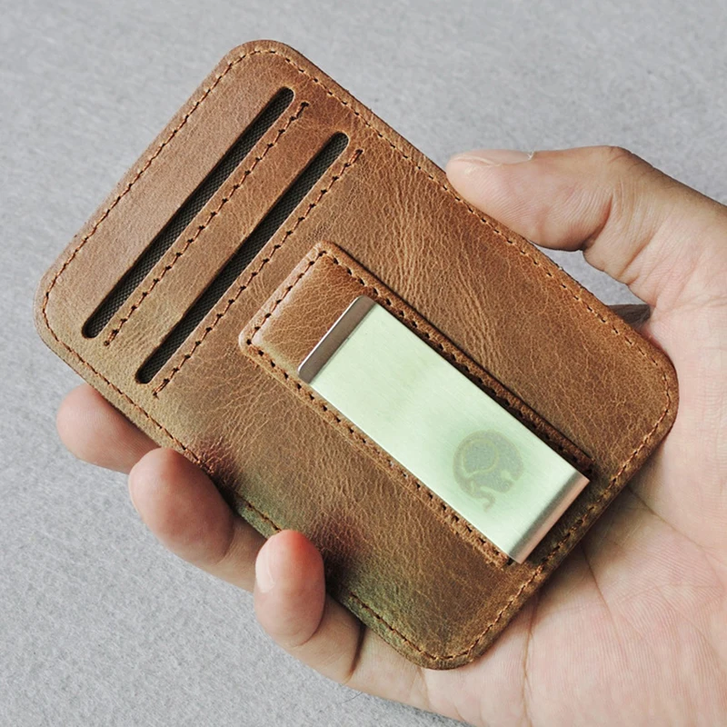 

Лидер продаж, брендовый роскошный качественный кожаный кошелек унисекс в подарок, модный тонкий кошелек с передним карманом, зажим для дене...