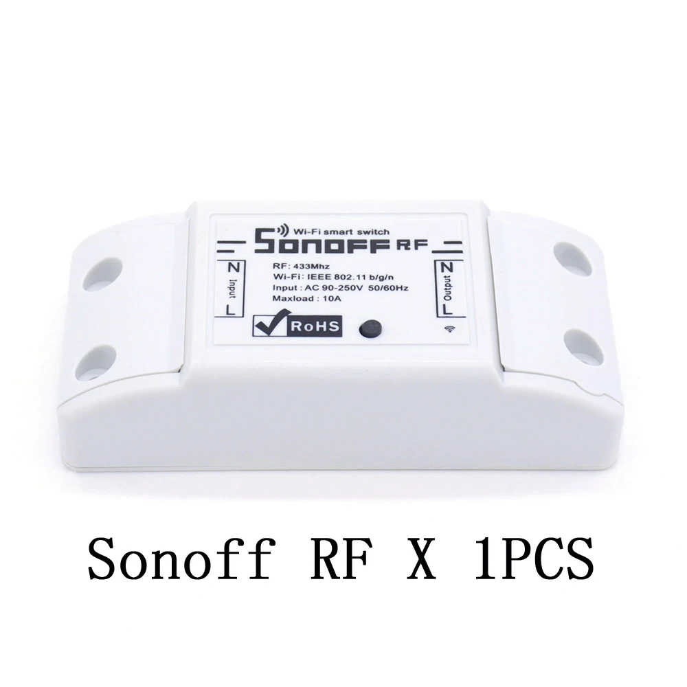 SONOFF RF 1PCS SONOFF RF WiFi беспроводной выключатель прерыватель 433 МГц RF приемник Интеллектуальный DIY пульт дистанционного управления для умного дома 10A - Комплект: SONOFF RF 1PCS