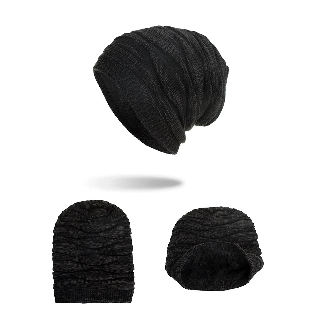 Черный RoxCober зимняя теплая однотонная шапочка вязаная шапка Мужская Skullies Beanies Головные уборы для мужчин и женщин береты-кепки Gorros мужская шапка WM055 - Цвет: Черный