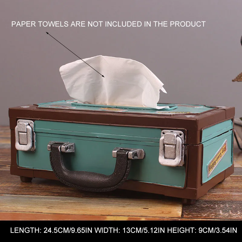 

Retro Iron Art Radio Shape Tissue Paper Box Napkin Storage Box Container Paper Towel Holder Tissue Box Case for Home Bar Office