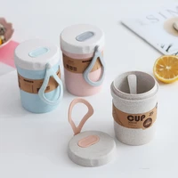 creative wheat straw insulated water cup mug breakfast drink porridge cup portable breathable sealed soup cans to work soup cup