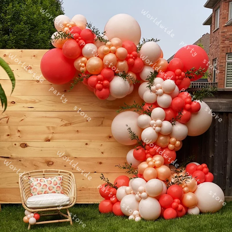 

Baby Shower Coral Red Wedding balloons Garland Arch Kit Champagne Color Latex Balloon Set Birthday Wedding DIY Decor Supplies