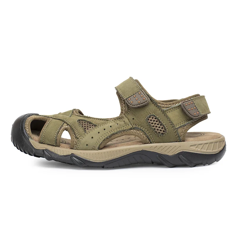 Летние модные мужские сандалии из натуральной кожи Повседневная пляжная обувь