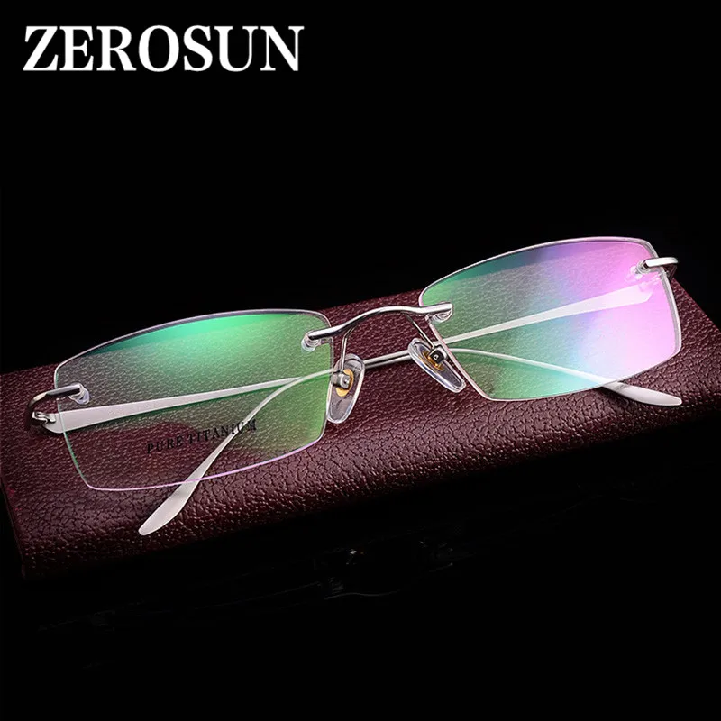 Zerosun титановые очки мужские без оправы оправа модные по рецепту золото серый| |