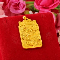 luxuryyellow gold color rectangle dragon pendant for men diy tag longteng four seas pendant wedding birthday fine jewelry gifts