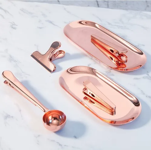 

Candle Tray Stainless Steel Storage Plate Cosmetics Nordic Style Oval Aromatherapy small dish Rose Gold Bronze