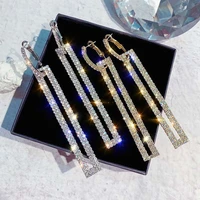 long dangle earring women geometry crystal earrings creative simple elegant pendant trendy jewelry oorbellen