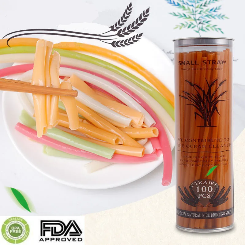 100 шт. биоразлагаемая Питьевая соломинка съедобная одноразовая для риса