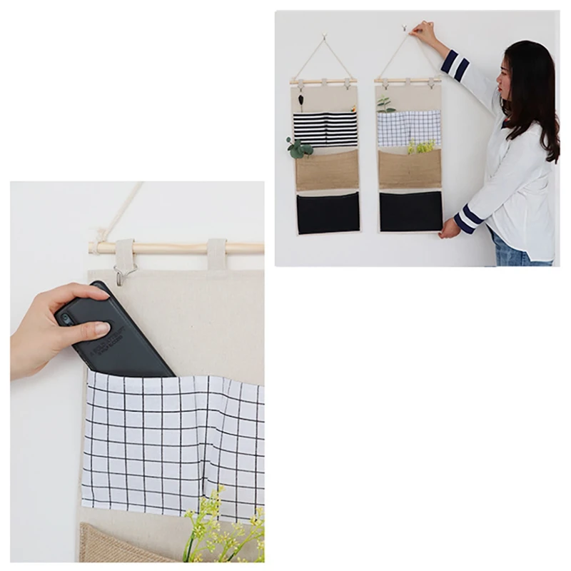 Настенные Висячие Сумки для хранения льняная ткань висячий карманный органайзер