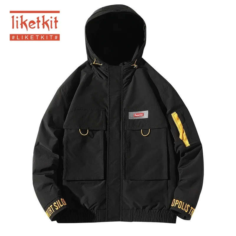 Liketkit мужские новые осенние куртки 2019 однотонные хлопковые с капюшоном и вышивкой