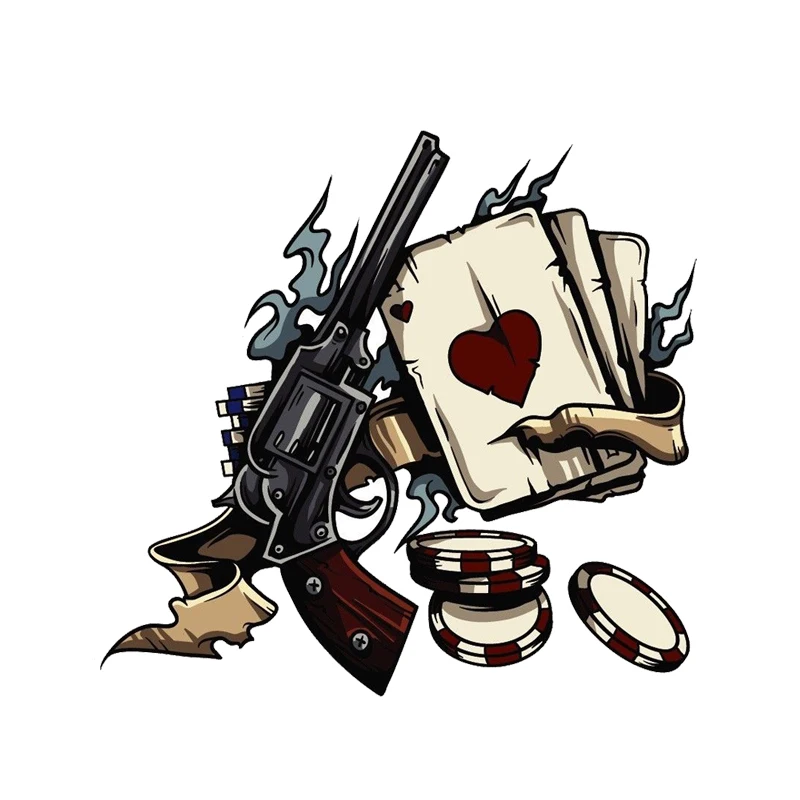 

Creative Aces Poker Chips Gambling Car Sticker Motorcycle Accessories Cover Scratches Waterproof PVC 15cm X 15cm