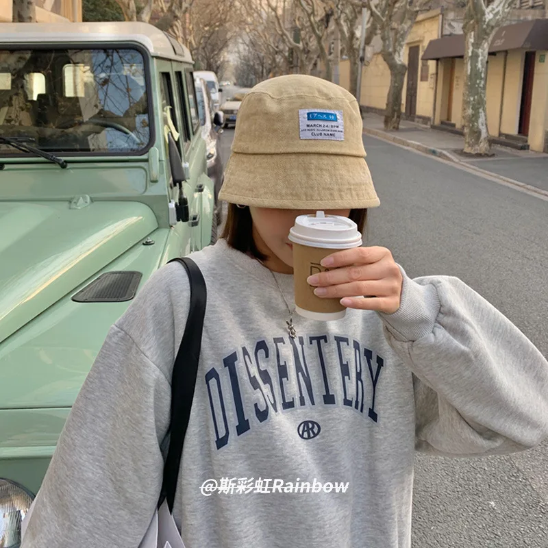 2021 Korean cowboy fisherman's hat basin hat women's new spring autumn washing cowboy pure color label hat can be turned around