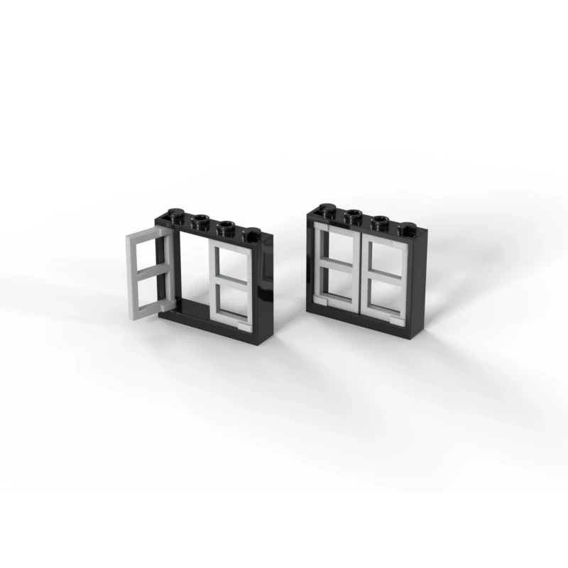 Конструктор окна для дома и детали прозрачная стеклянная рамка окон забор кирпич