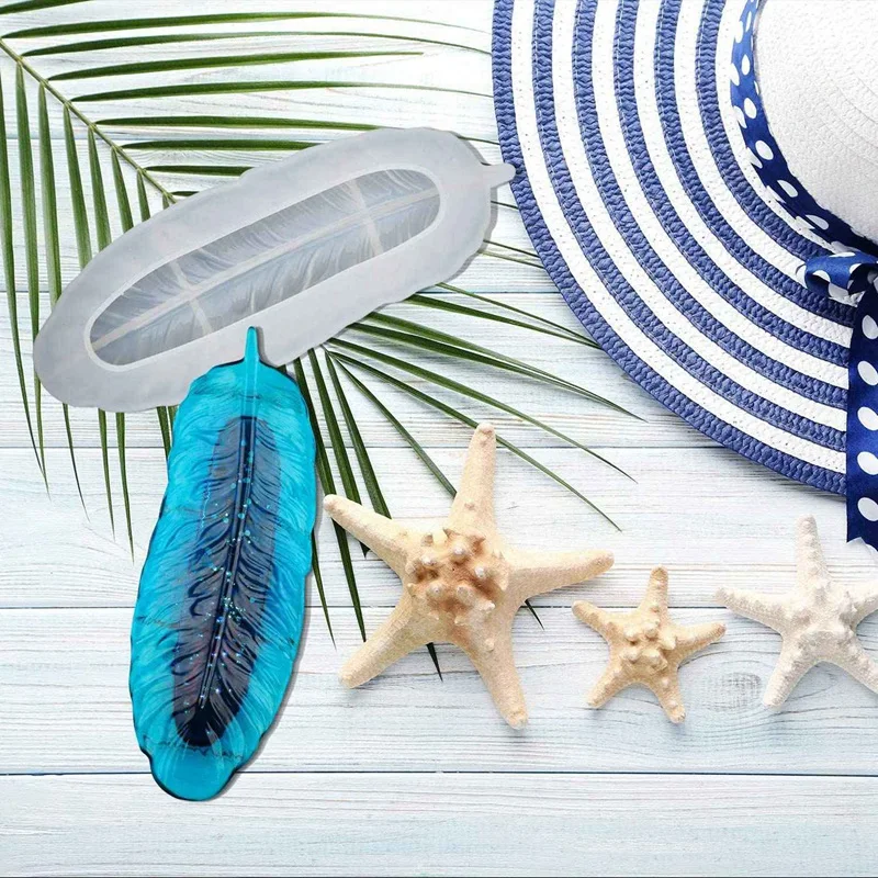 

2 Pcs Resin Tray Mold,Feather Shape Silicone Mold & 1 Set Handmade Coaster Silicone Resin Mold