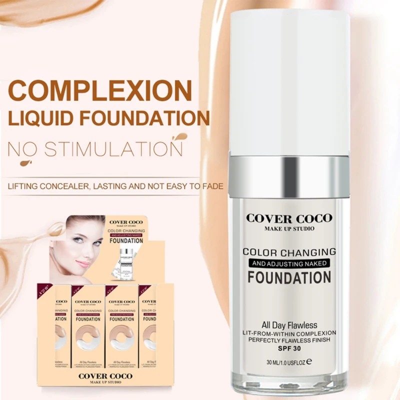 Увлажняющая сменяющая Цвет жидкая основа для макияжа блестящий цвет кожи