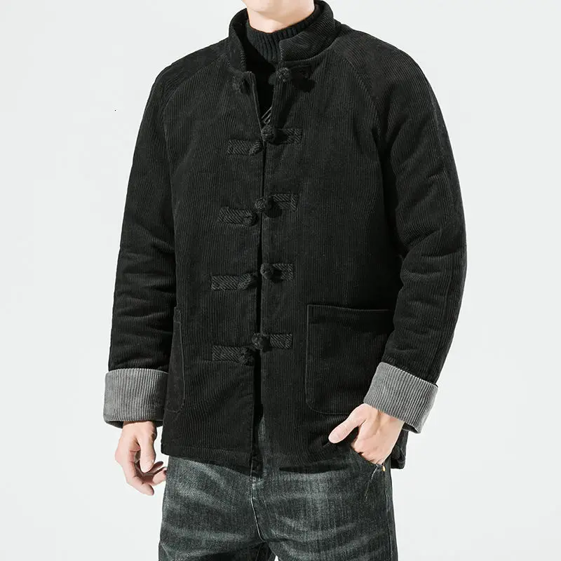 

MrGoldenBowl Winter And Autumn Men's Jacket Stand Single Breasted Solid Chinese Style Men Jacket Cotton Thick Men Jacket