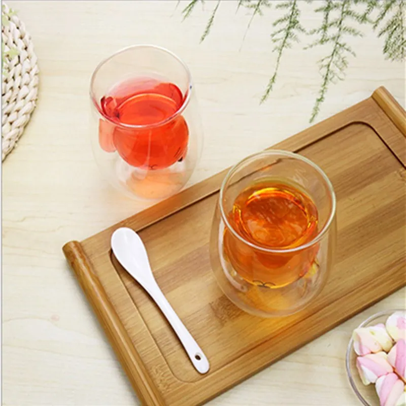 250 мл двойная настенная креативная термостойкая стеклянная Изолированная Милая