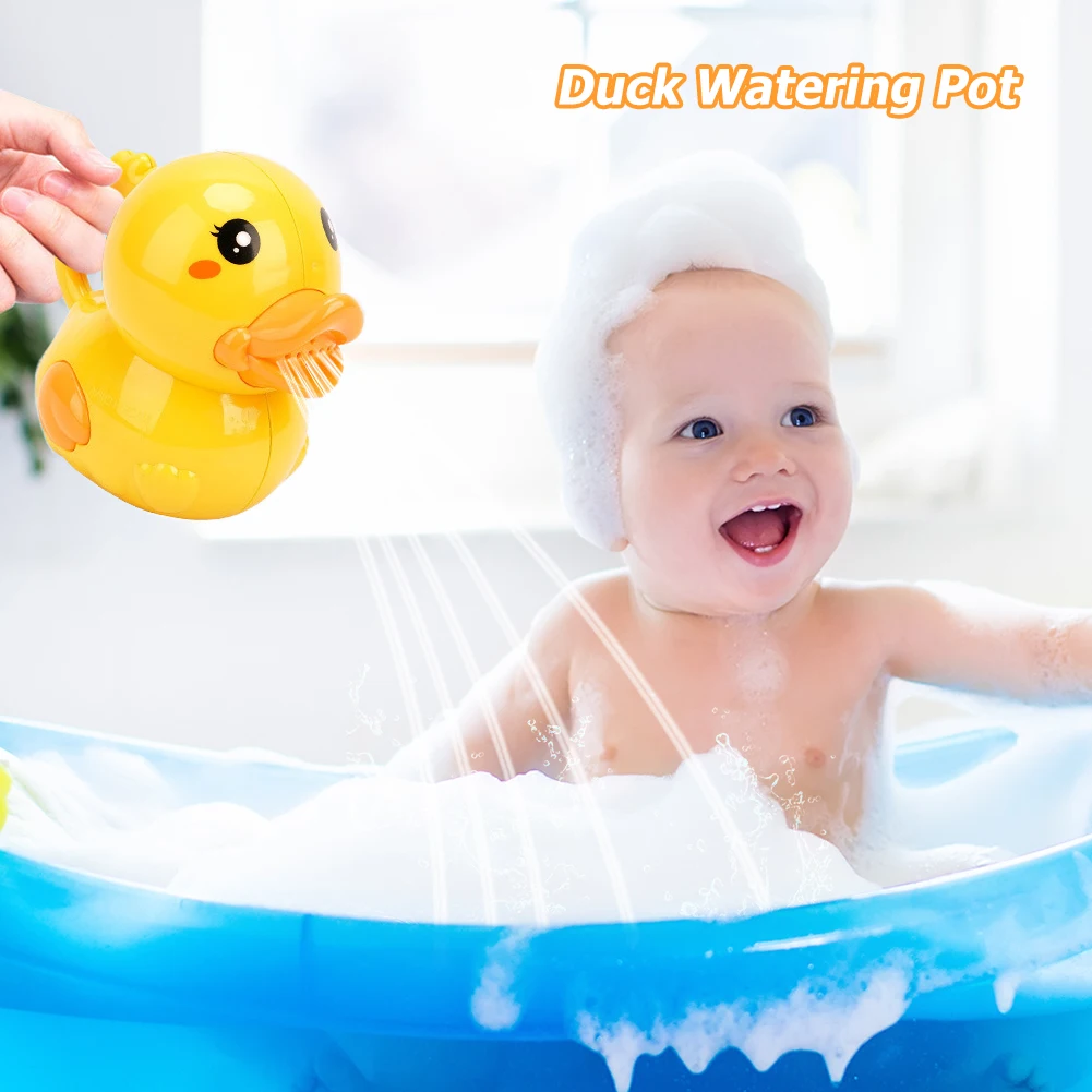 Фото Милая мультяшная желтая утка кастрюля для полива игрушка-распылитель воды