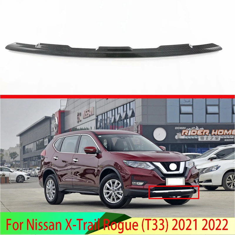 

For Nissan X-Trail Rogue (T33) 2021 2022 Carbon Fiber Style Plated Before The Bar Bumper Cover Shield Trim Molding Lower Grille