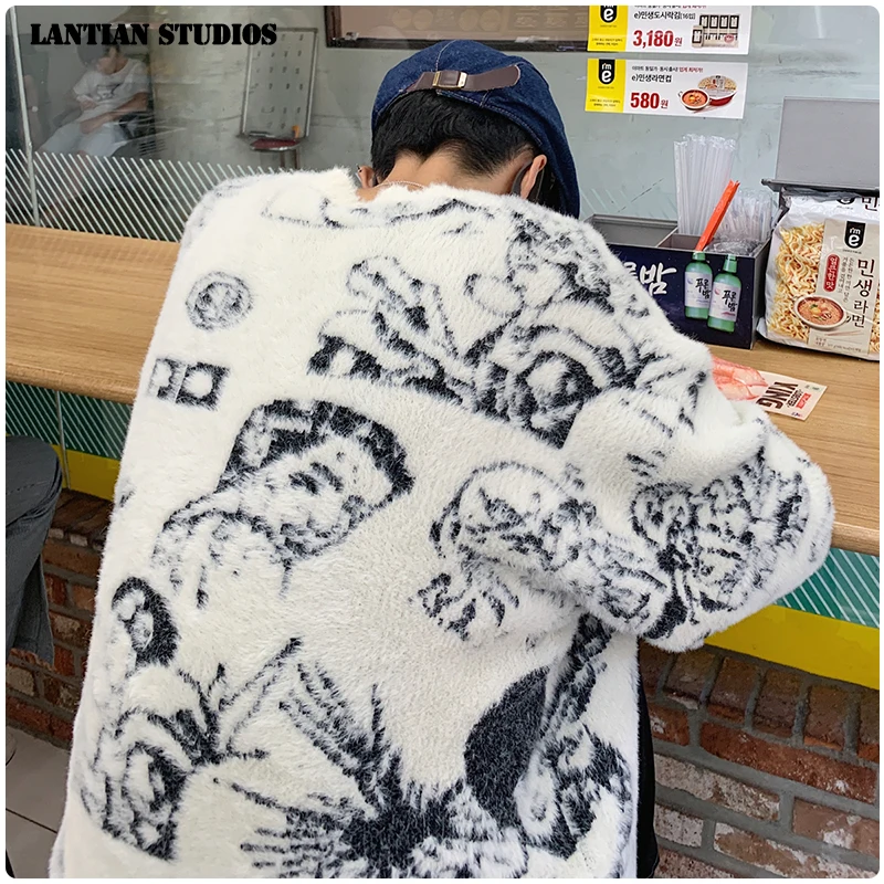 LT Studio японский Винтажный Мужской свитер с принтом Осень зима 2019 повседневный