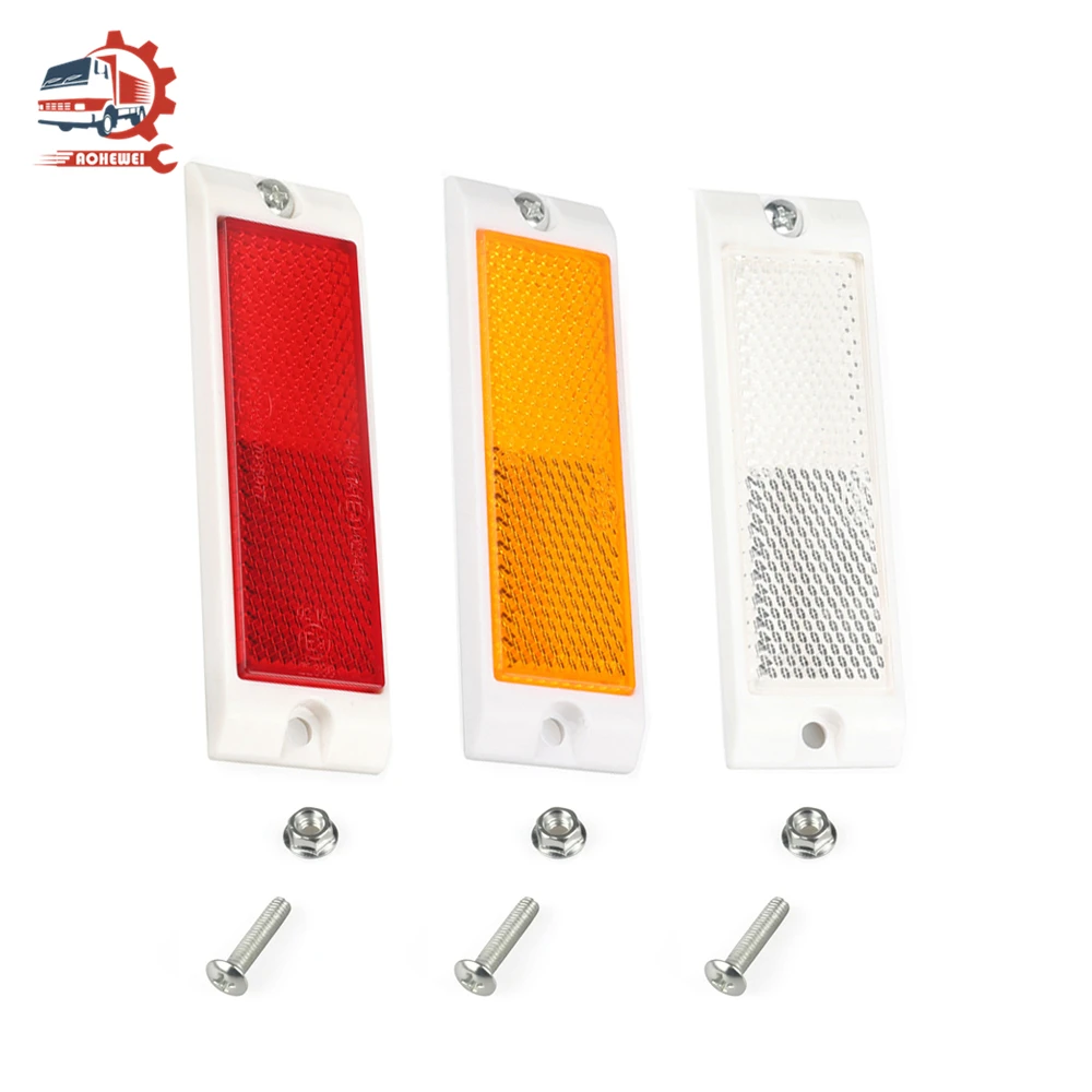 

AOHEWEI 3x Rear Reflective Strips Warning Reflectors Screw Fix on Trailer Lorry Caravan Motorcycle Tail Side Positions Red