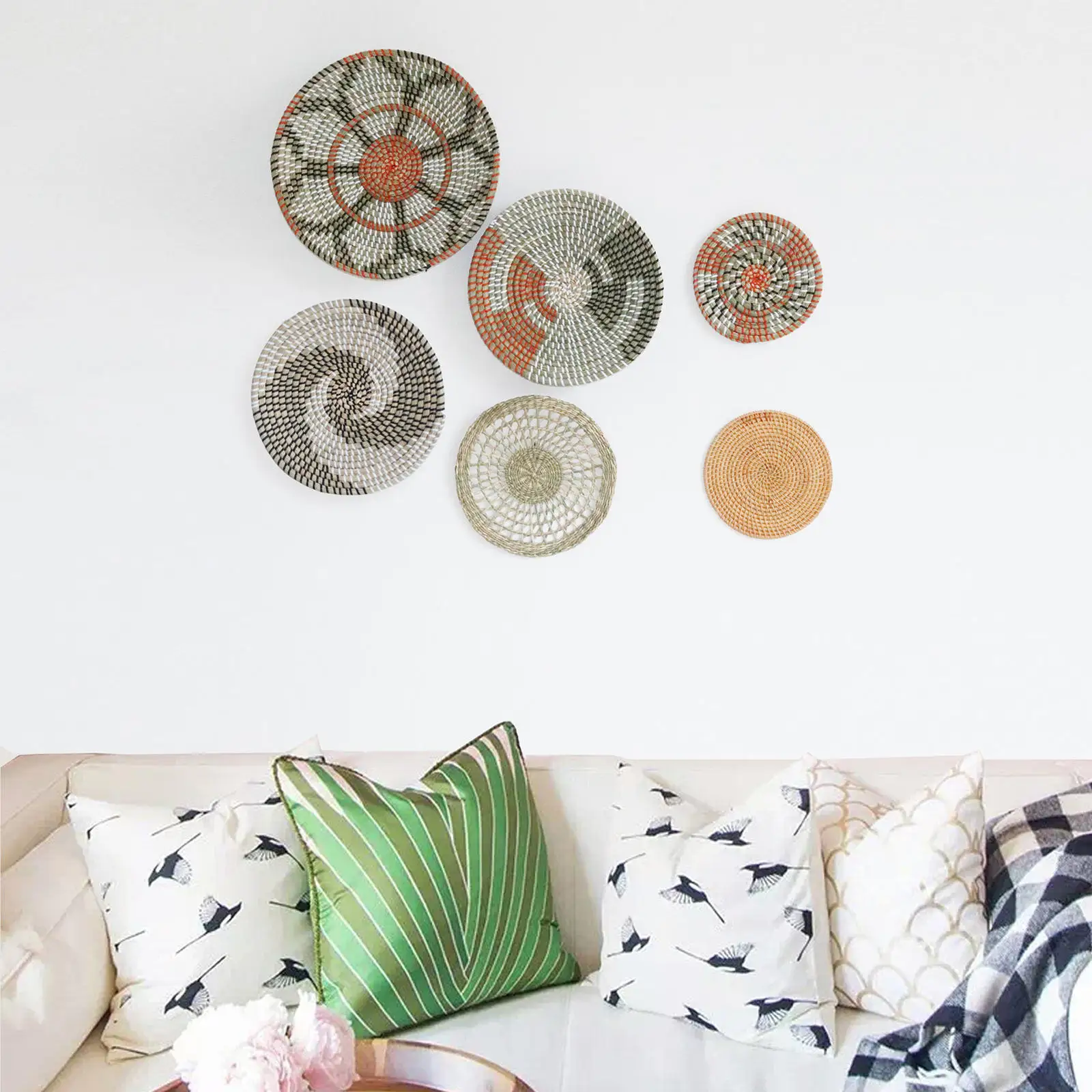 Плоский плетеный Настенный декор плетеная корзина из морских водорослей