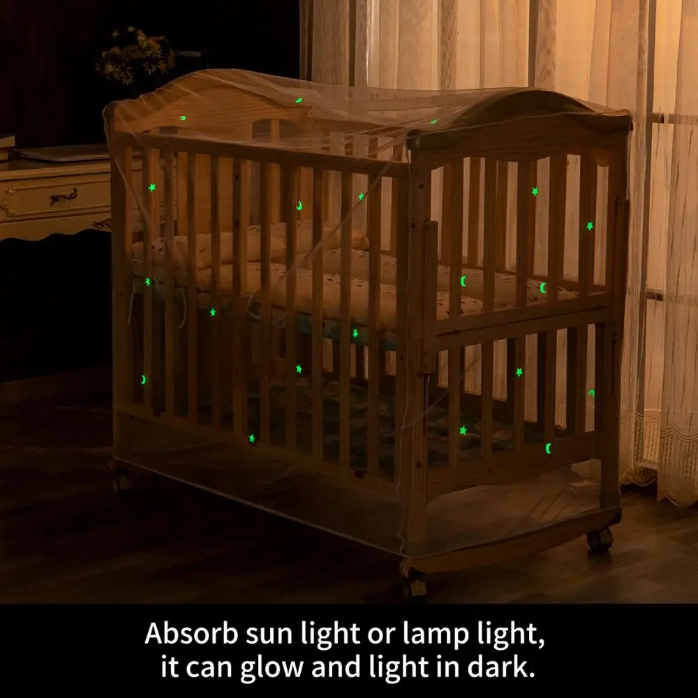 Москитная сетка для детской кроватки с флуоресцентной звездой и луной навес