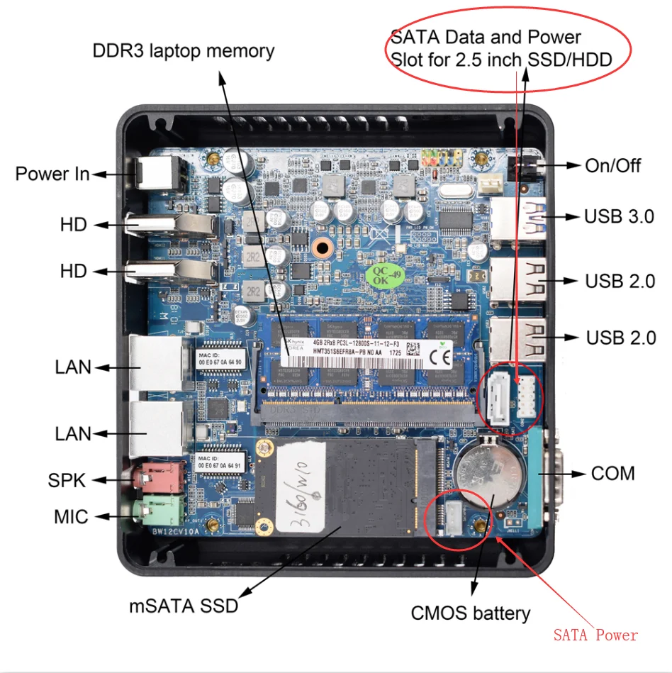 HYSTOU мини-ПК без вентилятора Intel N3160/J3160 J1900 Qaud Core Pfsense Barebone Мини ПК 2* Gigabit LAN(RJ-45) dual LAN мини-сервер