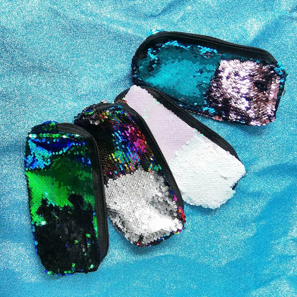 New Super Pencil Case sequin stationery pencil case European and American fish storage bag Ladies | Канцтовары для офиса и