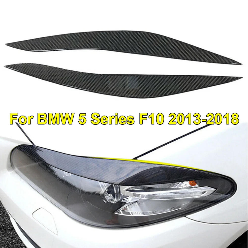 

Carbon Fiber Eyelid Cover Trim Headlight Eyebrow Eyelids Compatible for BMW F10 5 Series 2013-2018 Car Styling