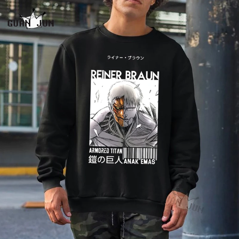 

Unisex Japanese Anime Attack on Titan Hoodies Men Reiner Braun Cartoon Sweatshirts Male Hip Hop Graphic Streetwear Teens Clothes