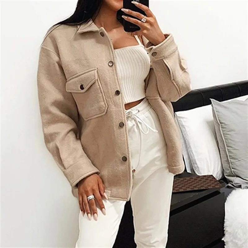 

Winter long-sleeved casual jacket ladies thick warm plaid coat ladies street jacket oversized coat 2020 women's clothing
