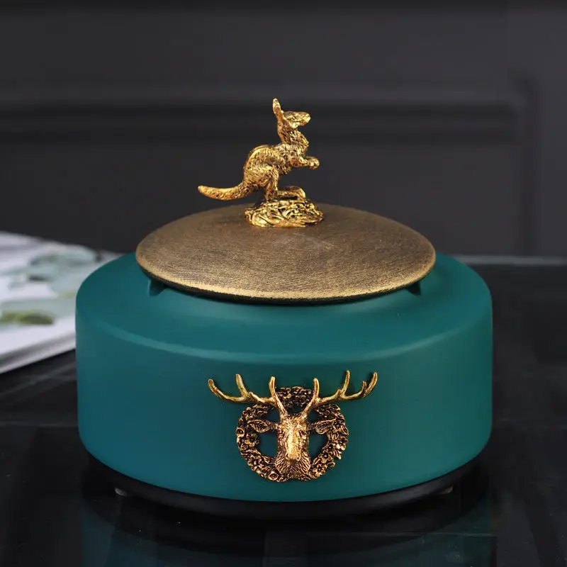 

Bathroom Accessories Ceramics Ashtray Porcelain and Alloy Antique Ashtray Storage Box Powder Box European Style Wedding Gifts