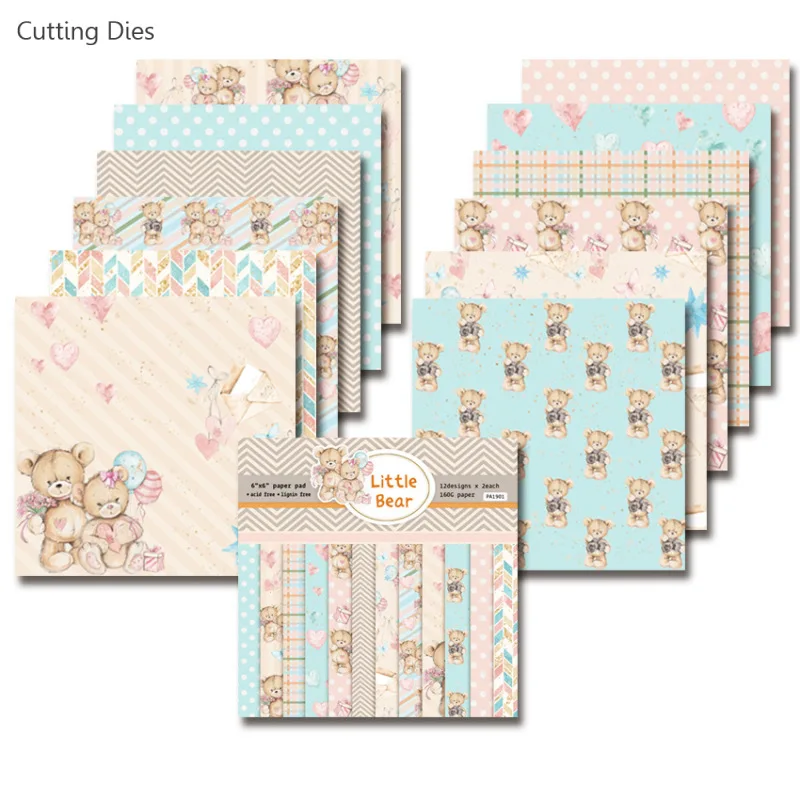 12 листов/партия печатные подушечки для скрапбукинга с медведем бумага