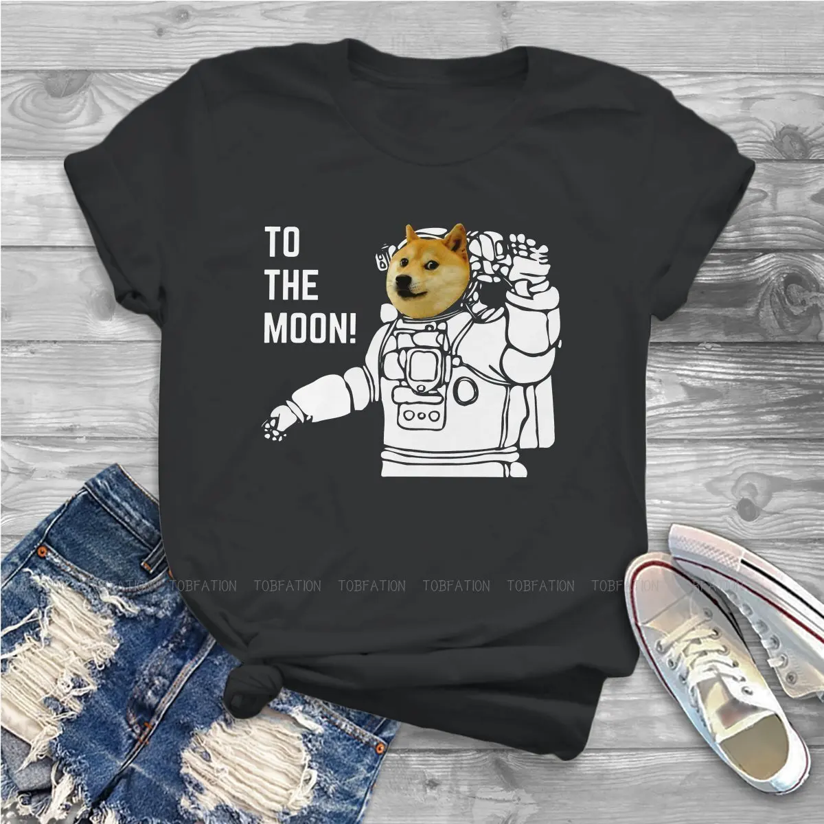 Dogecoin DOGE криптовалюты блокировка футболка для женщины девушки астронавт юмор
