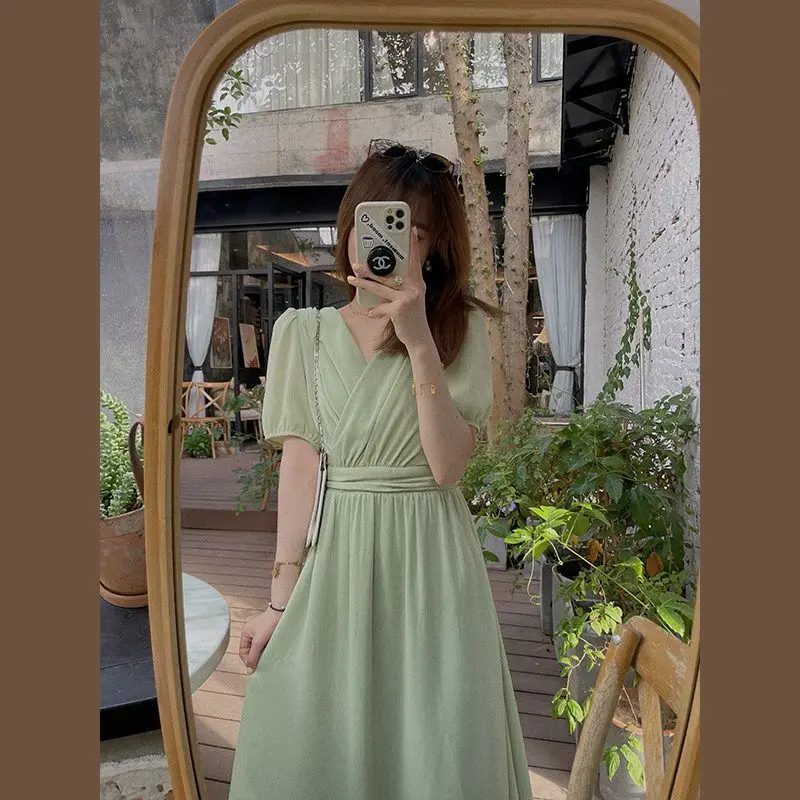 Женское платье средней длины с коротким рукавом повседневное элегантное офисное